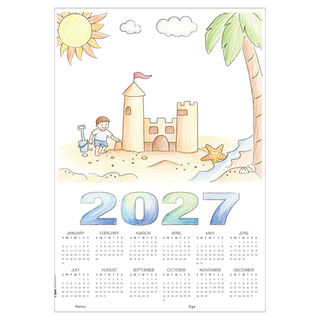 Zart Card Calendar Themed Blanks A3 Pack of 25 2027