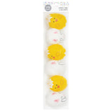 Value Craft Easter fillable eggs featuring alternating yellow chicks with orange beaks and pink cheeks, and white eggs decorated with pink bunny paw prints and simple line-drawn bunny faces. CREATE, MAKE & DECORATE text visible at top.