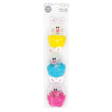 Value Craft Easter fillable bunny eggs in yellow, blue, and pink. Each 10 x 6cm transparent egg features a white bunny face with pink ears and nose. Packaging reads CREATE, MAKE & DECORATE. Pack of 3 craft supplies for Easter decorating activities.