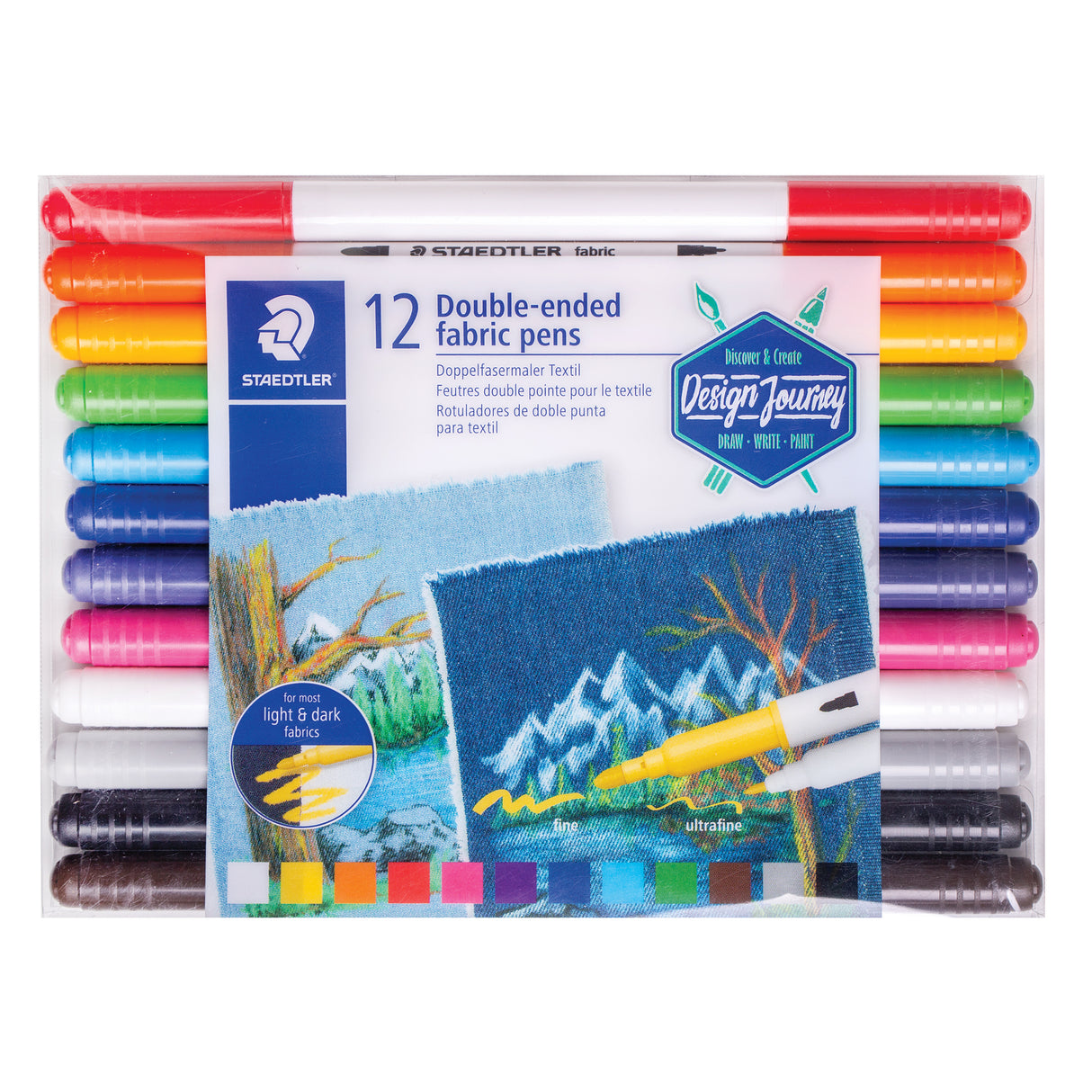 Staedtler Double Ended Fabric Markers Coloured Pack of 12