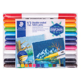 Staedtler Double Ended Fabric Markers Coloured Pack of 12