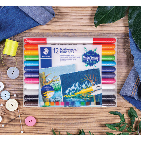 Staedtler Double Ended Fabric Markers Coloured Pack of 12