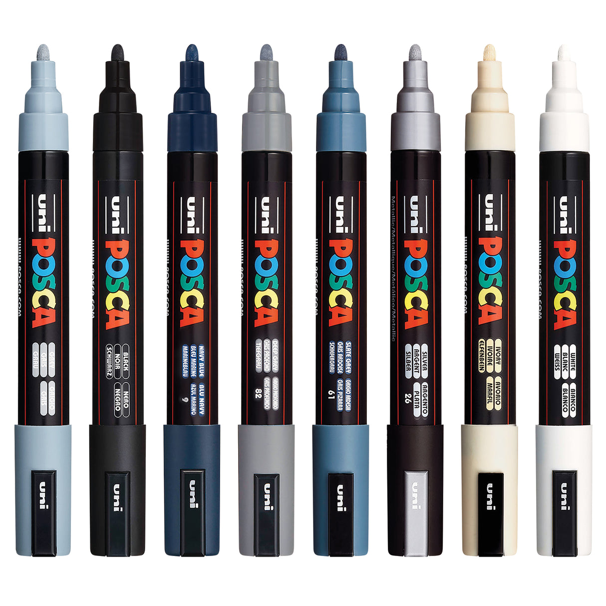 Posca Marker PC-5M Monotones Pack of 8 - Zart
