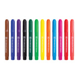 Twelve jumbo markers in assorted colours arranged in a straight row on a white background, including brown, blue, purple, black, green, yellow, orange, red and pink. Each barrel is printed with “ec educational colours” in white text.