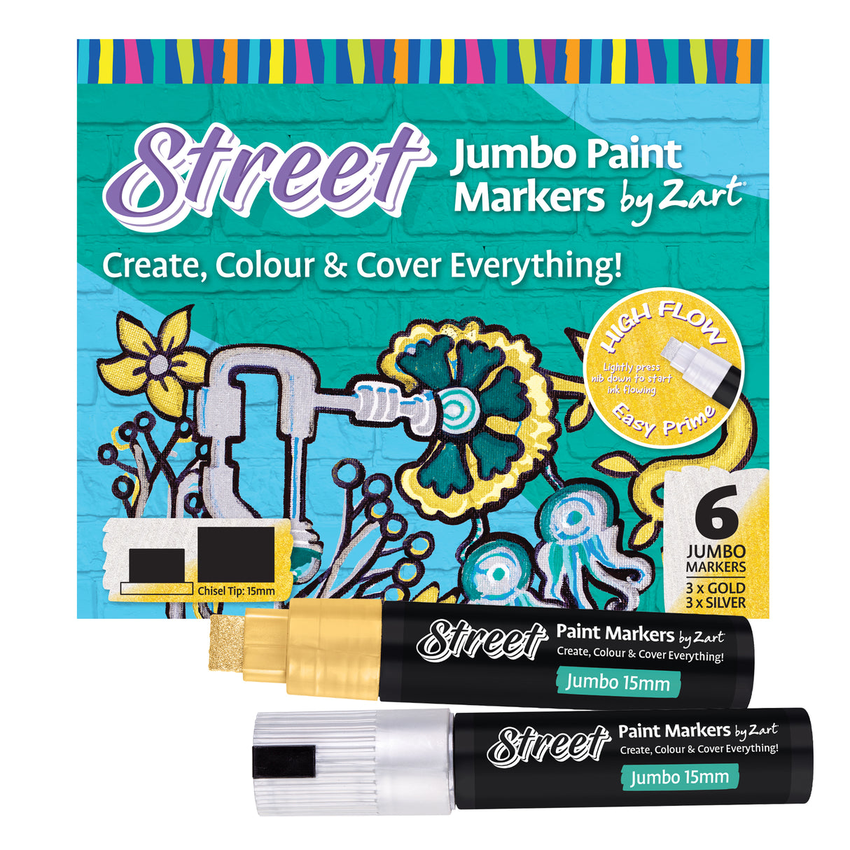 Street Paint Marker 15mm Gold Silver Box of 6 - Zart