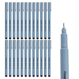 A large group of 24 light blue Fineliner by Zart pens arranged neatly in rows on a white background. Each pen has a clip lid and is labelled “Fineliner by Zart 0.3”, indicating a class-pack quantity.