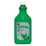 EC Liquicryl Junior Student Acrylic Paint in vivid green. The plastic bottle has a white screw cap and a moulded easel logo on the shoulder, the paint showing through. Its grey label carries the coloured Liquicryl name and a paint splash, marked Made in Australia, Washable and Non-Toxic.
