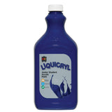EC Liquicryl Junior Student Acrylic Paint in deep royal blue. The plastic bottle has a white screw cap and a moulded easel logo on the shoulder, the paint showing through. Its grey label carries the coloured Liquicryl name and a paint splash, marked Made in Australia, Washable and Non-Toxic.
