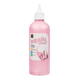 A single bottle of EC Pearl Paint standing upright against a white background, filled with shimmering soft pink pearlescent paint. The clear cylindrical bottle has a pointed white twist-top nozzle cap and a printed label, with the glittery paint visible through the plastic.
