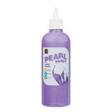 A single bottle of EC Pearl Paint standing upright against a white background, filled with shimmering purple pearlescent paint. The clear cylindrical bottle has a pointed white twist-top nozzle cap and a printed label, with the glittery paint visible through the plastic.