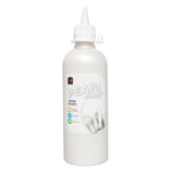 A single bottle of EC Pearl Paint standing upright against a white background, filled with shimmering pearly white paint. The clear cylindrical bottle has a pointed white twist-top nozzle cap and a printed label, with the lustrous paint visible through the plastic.