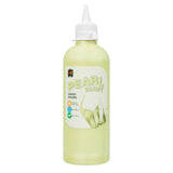 A single bottle of EC Pearl Paint standing upright against a white background, filled with shimmering pale yellow pearlescent paint. The clear cylindrical bottle has a pointed white twist-top nozzle cap and a printed label, with the glittery paint visible through the plastic.