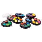 Set of eight round color palettes with various colors on a white background