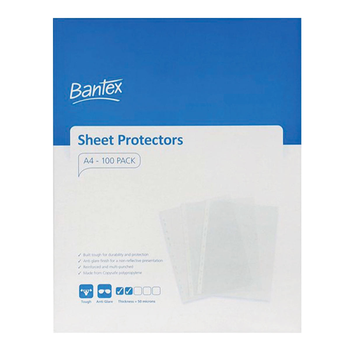 Bantex Sheet Protectors A4 70 micron Pack of 100 - Zart