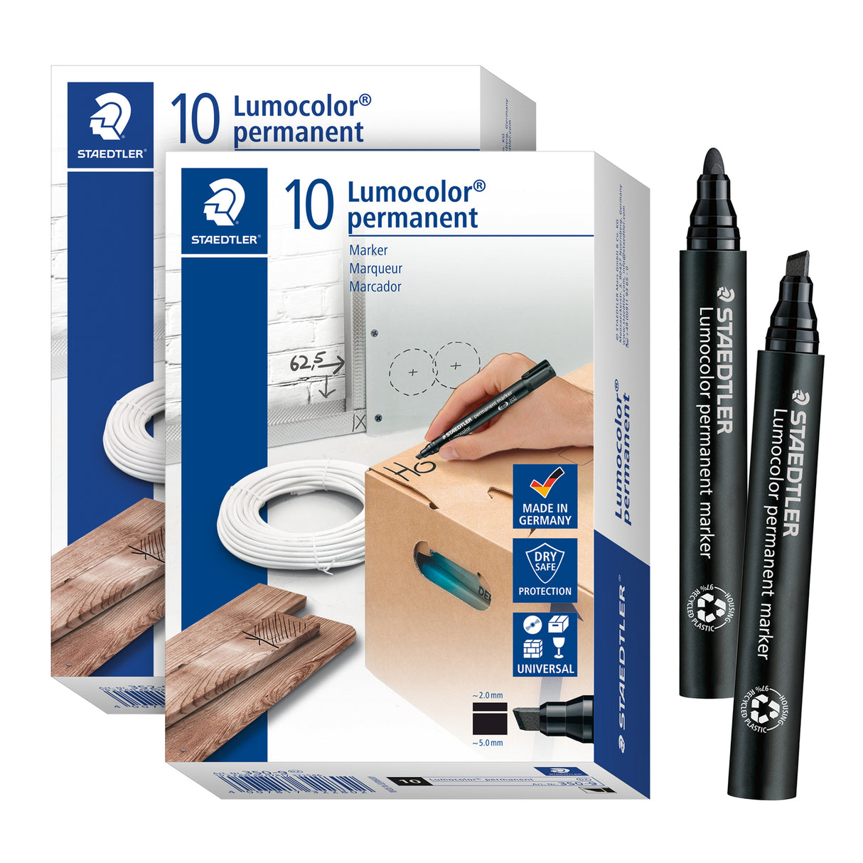 Staedtler Lumocolor Permanent Marker Black Pack of 10 - Zart