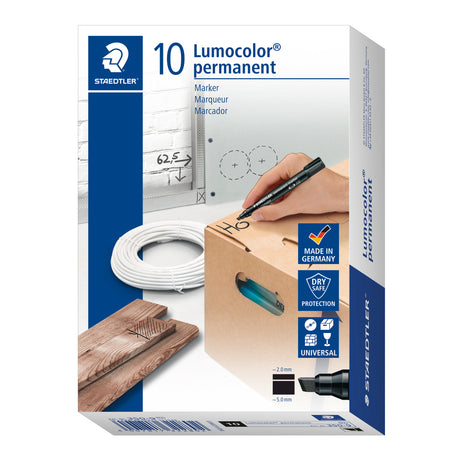 Staedtler Lumocolor Permanent Marker Black Pack of 10 - Zart