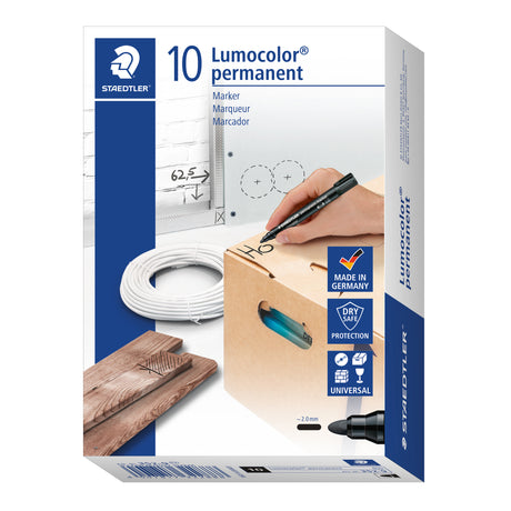 Staedtler Lumocolor Permanent Marker Black Pack of 10 - Zart