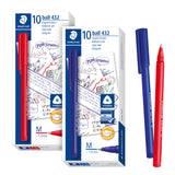 Staedtler Stick 432 Triangular Ballpoint Pen 1.0mm Medium Pack of 10 - Zart