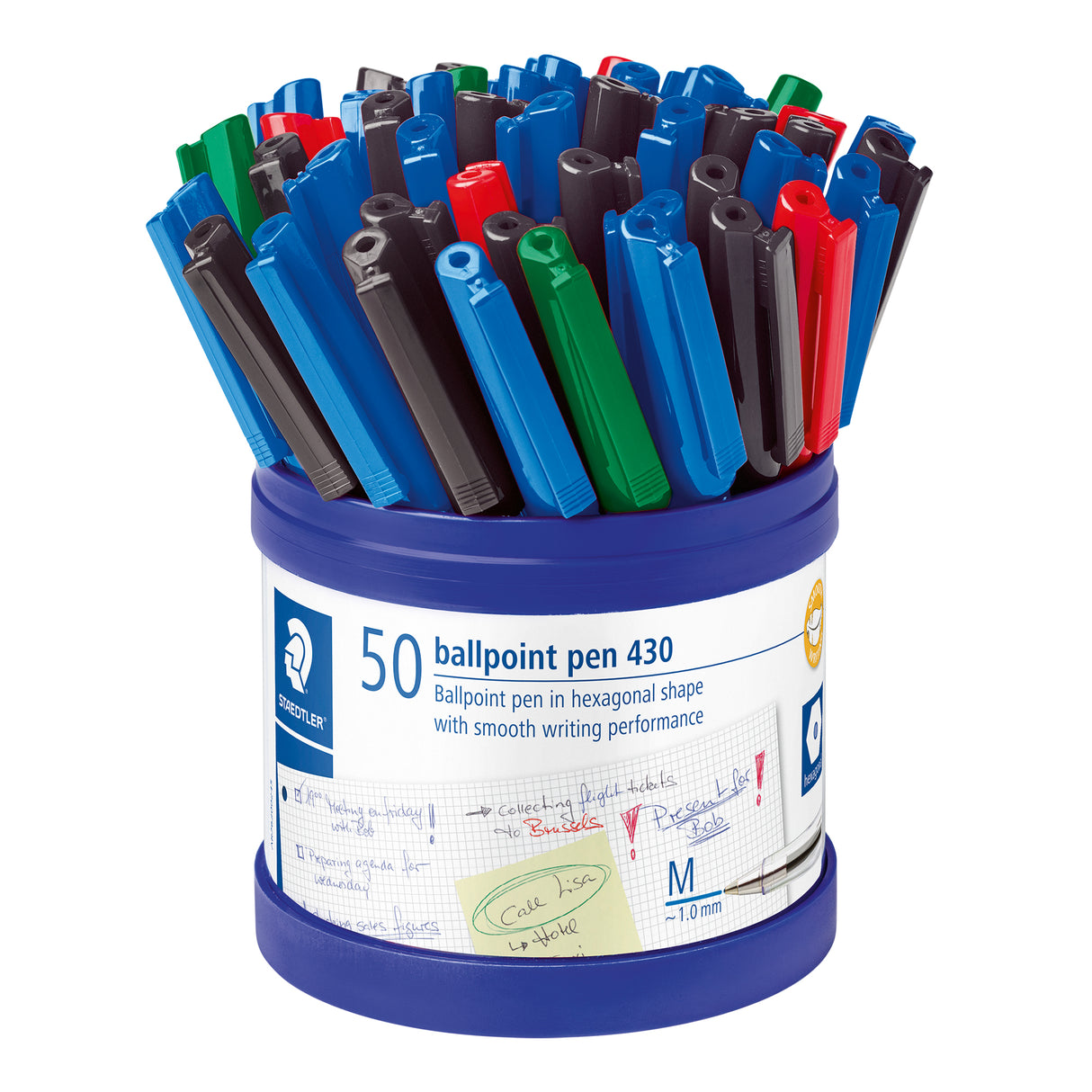 Staedtler 430 Stick Ballpoint Pen 1.0mm Medium Assorted Colours Pack of 50 - Zart