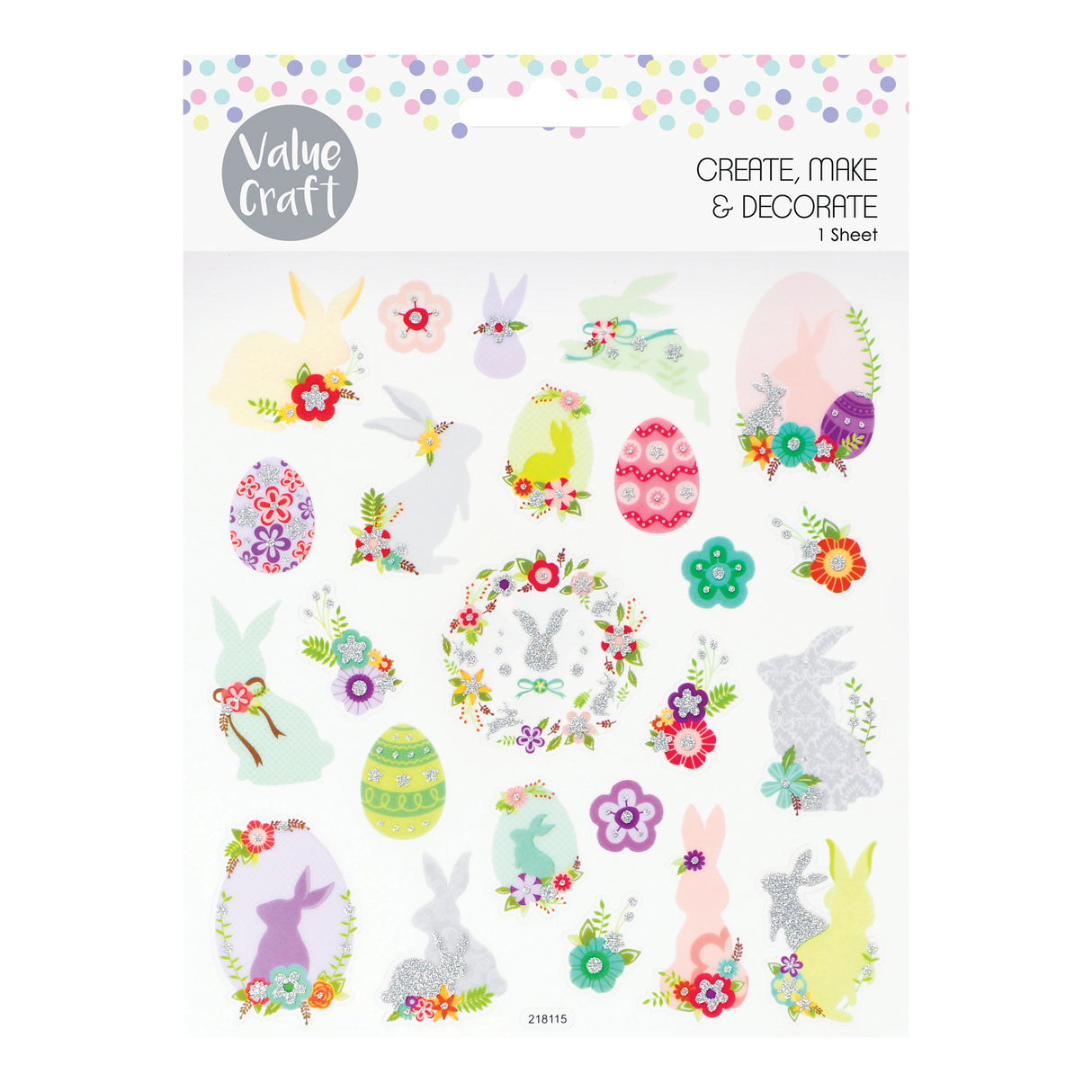 Easter Stickers Bunny & Flowers & Eggs 24 Pieces - Zart