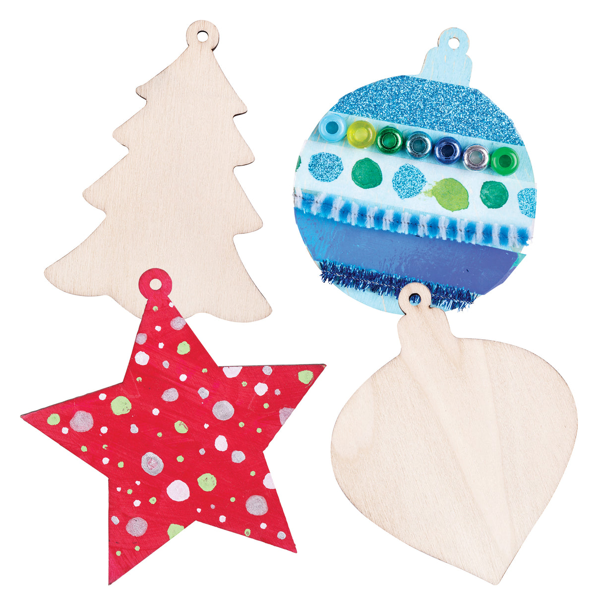 DIY Wooden Christmas Ornaments Assorted Pack of 12 - Zart