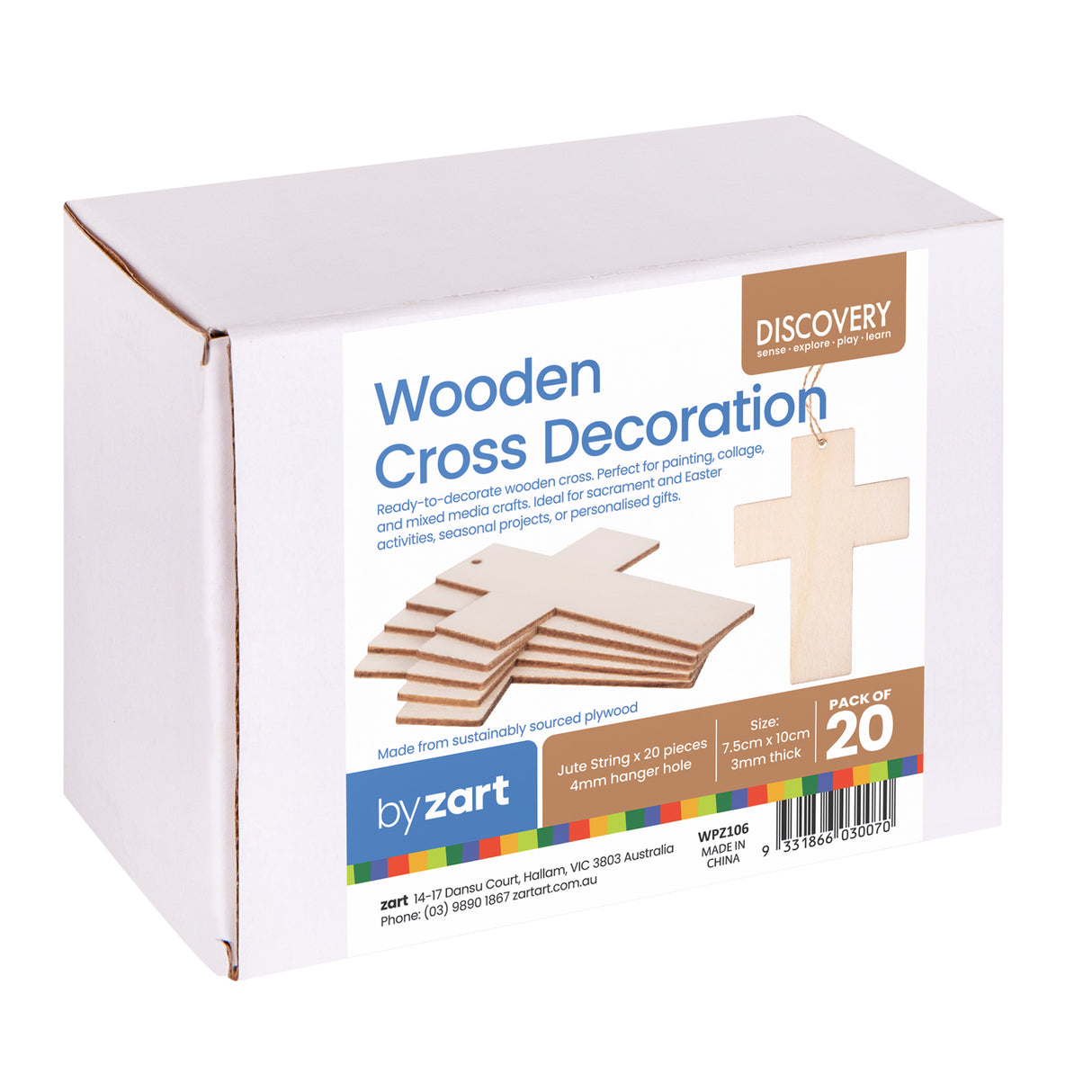 DIY Wooden Cross Decoration Pack of 20 - Zart