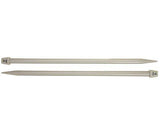 Two white plastic jumbo knitting needles displayed horizontally, showing their tapered points and flat ends with #12 size markings. The 35cm needles have a smooth, ivory-coloured finish and simple rectangular grip areas near the ends for comfortable handling during knitting projects.