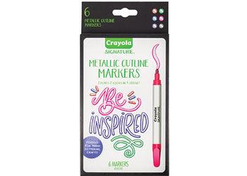 Crayola Metallic Outline Markers Coloured Pack of 6