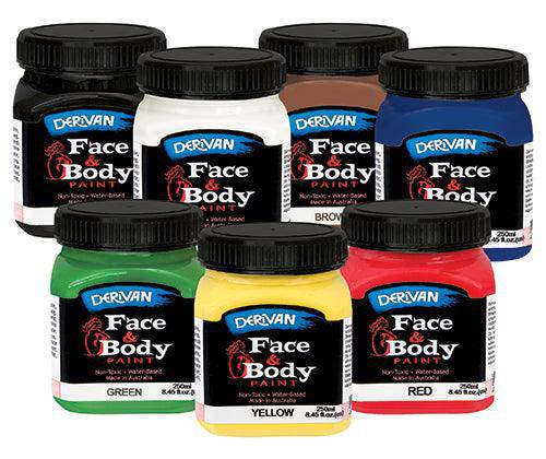 Derivan Bulk Face Paint Assorted Colours 250mL