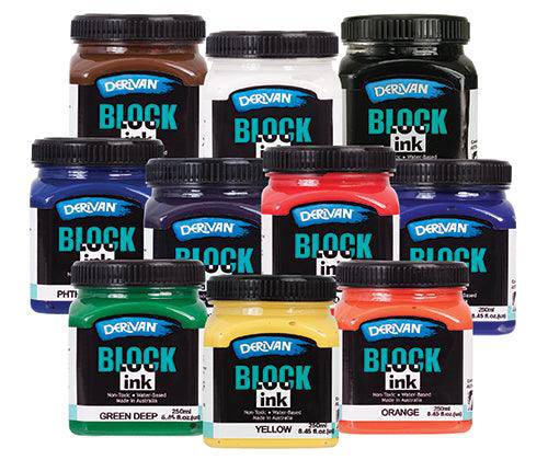 Derivan Block Ink Assorted Colours 250mL