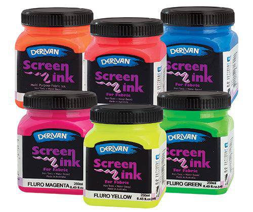 Derivan Screenprinting Ink Assorted Colours 250mL