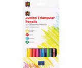 EC Jumbo Triangular Washable Pencils and Sharpener Pack of 12