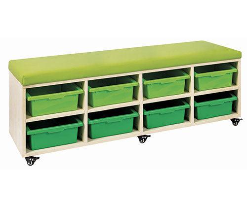 8 Bay Mobile Storage Trolley with Seat