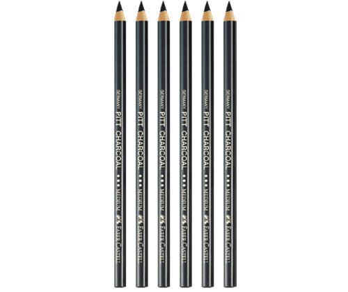 Pitt Charcoal Pencils Medium Pack of 6 - Zart