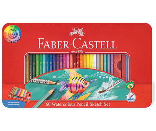 Faber-Castell Watercolour Pencils Sketch Tin Assorted Pack of 60