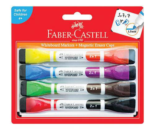 Faber-Castell Dual-Tip Magnetic Whiteboard Markers Pack of 4