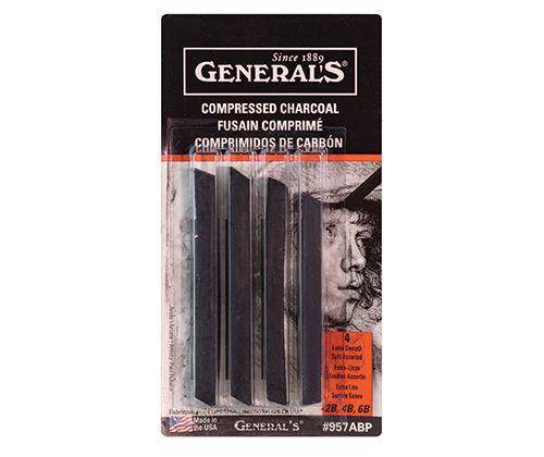 General's Compressed Charcoal Assorted Pack of 4 - Zart