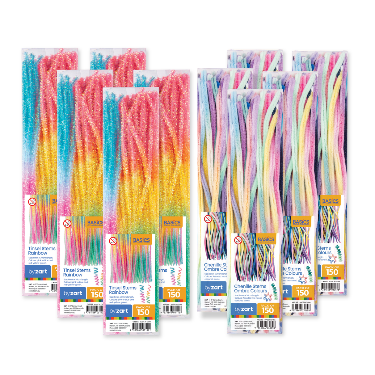 Rainbow and Ombre Chenille Stem Value Pack