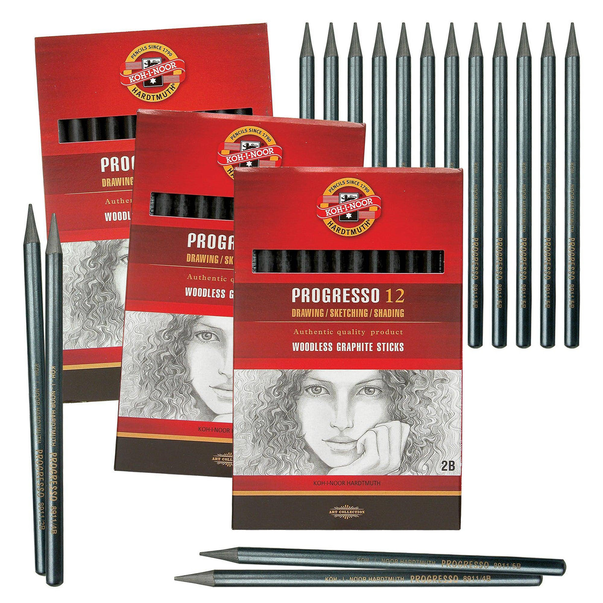 Progresso Woodless Graphite Sticks Pack of 12