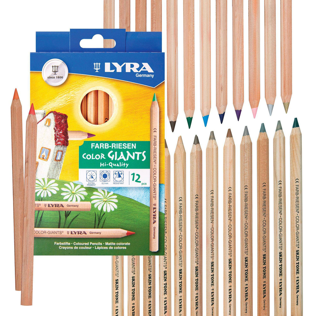 Lyra Giant Coloured Pencils Hexagon Pack of 12