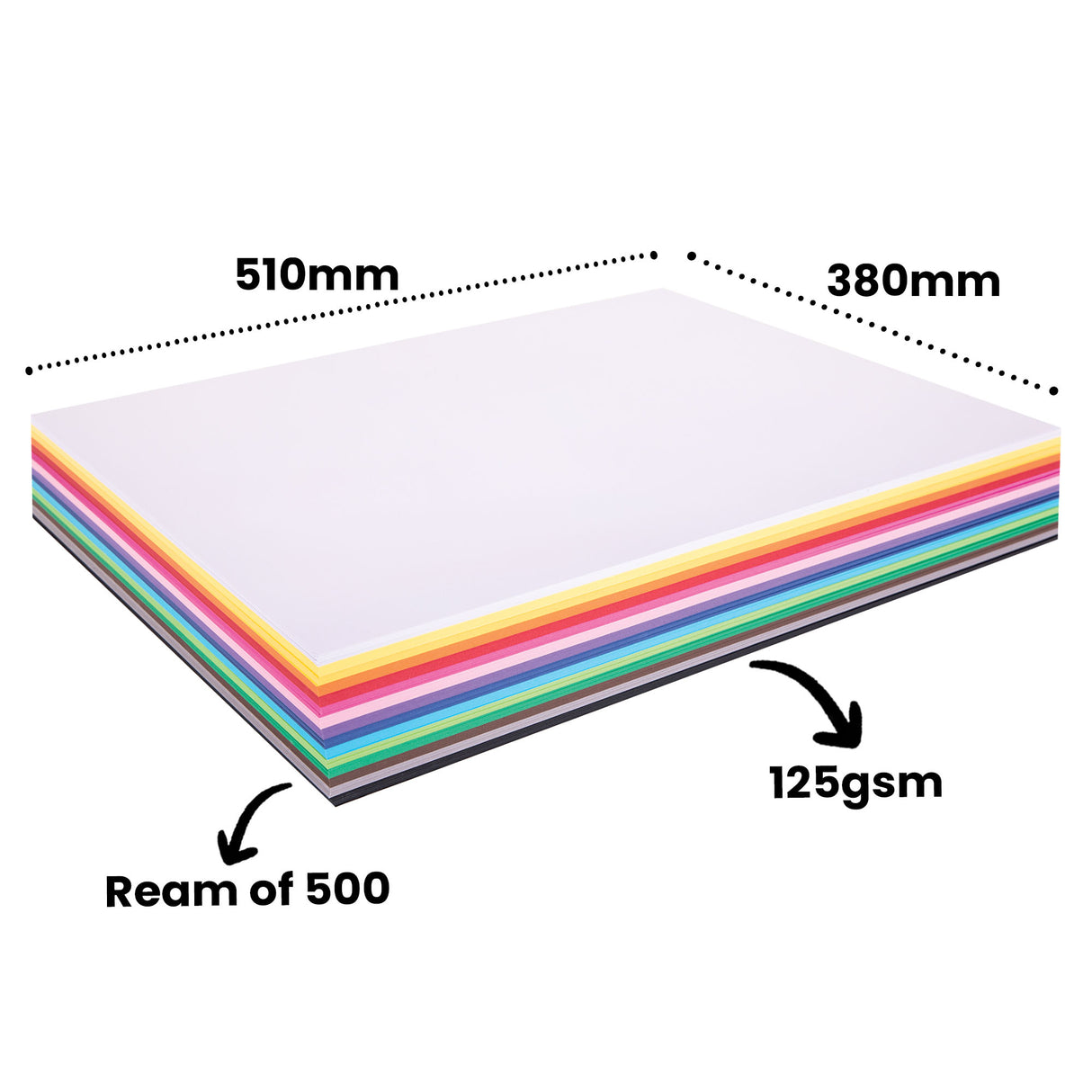 Cover Paper 125gsm Coloured 380 x 510mm Pack of 500 - Zart