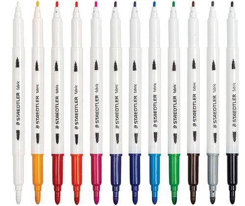 Staedtler Double Ended Fabric Markers Coloured Pack of 12