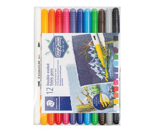 Staedtler Double Ended Fabric Markers Coloured Pack of 12