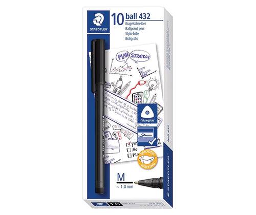Staedtler Stick 432 Ballpoint Pen Black Pack of 10 Zart