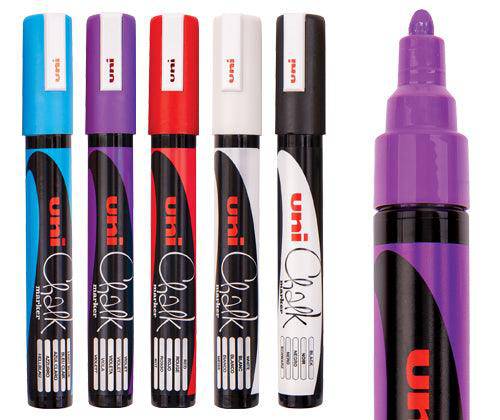 Uni Chalk Markers Assorted Pack of 5 - Zart