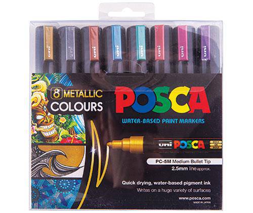 POSCA Marker Bullet Metallic Colours Pack of 8