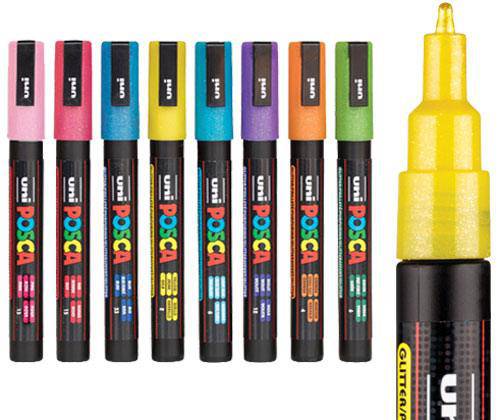 POSCA Marker Fine Glitter Colours Pack of 8