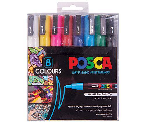 POSCA Marker PC-3M Fine Coloured Pack of 8