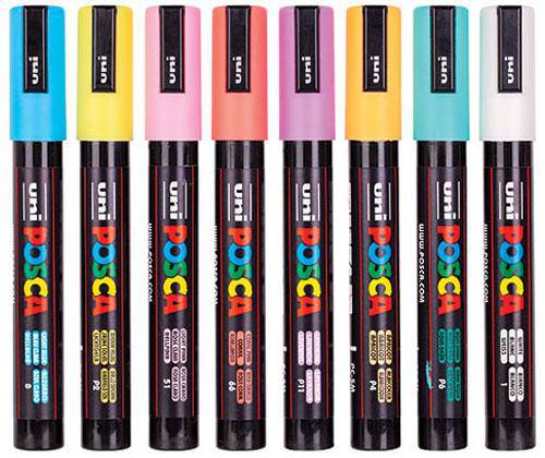 POSCA Marker PC-5M Bullet Soft Colours/Pastel Pack of 8