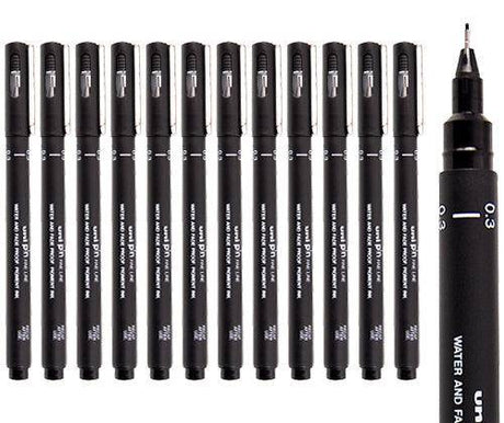 Uni Pin Fine Line Pen Pack of 12